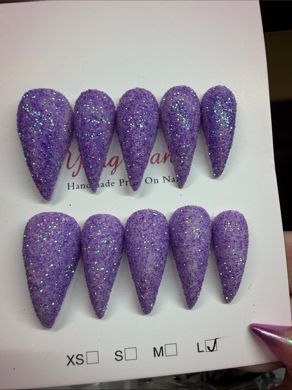 Purple Glitter Claw Press-On Nails - Handmade Size Large